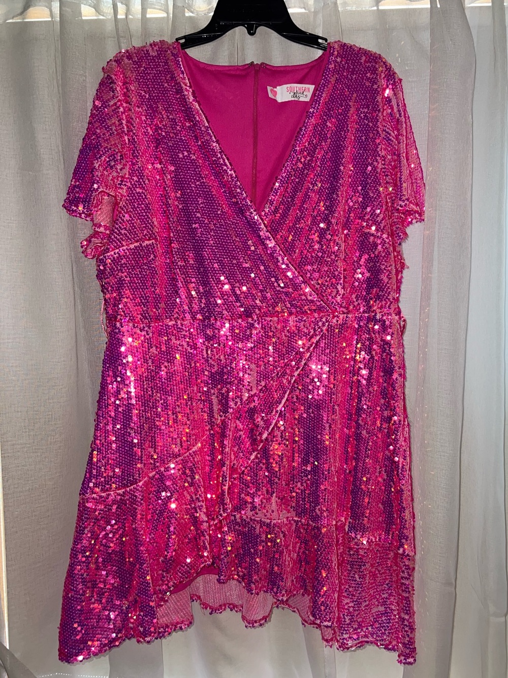 Sparkly Pink Wrap Dress